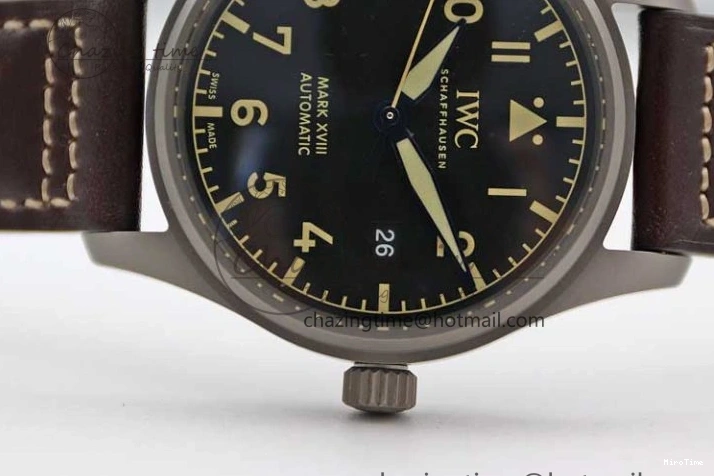 MIROTIME 0315 Mark XVIII IW327006 Titanium M+F 1:1 Best Edition Black Dial on Brown Leather Strap A Efficient 7052